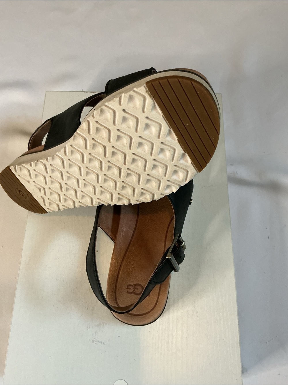 UGG Black Leather Crisscross Slingback Sandals - Picture 3 of 5